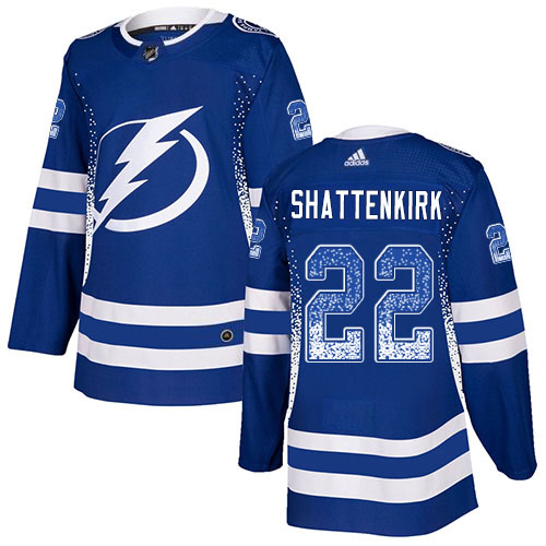 Adidas Tampa Bay Lightning Men #22 Kevin Shattenkirk Blue Home Authentic Drift Fashion Stitched NHL Jersey